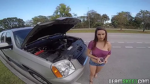 Blonde Babe Gets Jammed Hardly In Car
